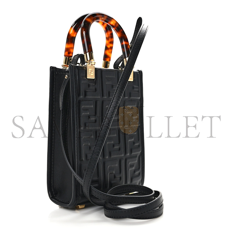 FENDI FF ZUCCA LEATHER MINI SUNSHINE SHOPPER TOTE CROSSBODY BAG (17*13*5cm)